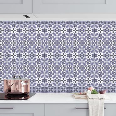 Panel ścienny do kuchni - Płytka geometryczna Mix kwiatów fioletowy