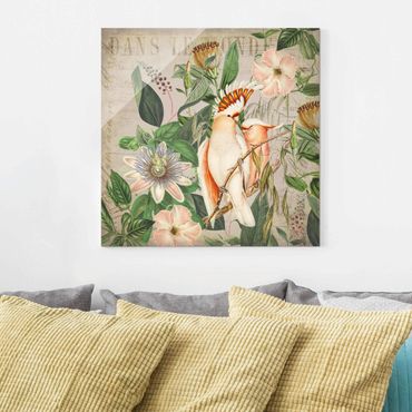 Obraz na szkle - Kolaże w stylu kolonialnym - Różowy kakadu
