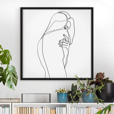 Plakat w ramie - Line Art Woman Nude Shoulder czarno-biały