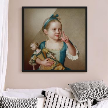 Plakat w ramie - Jean Etienne Liotard - Dziewczynka z lalką