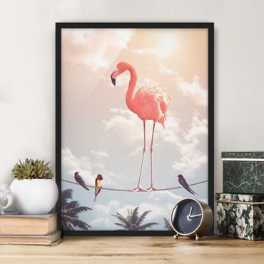 Plakat w ramie - Niebo z flamingiem