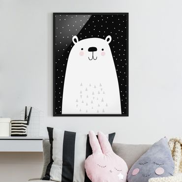 Plakat w ramie - Park zwierząt z wzorami - Niedźwiedź polarny