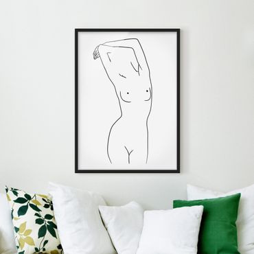 Plakat w ramie - Line Art Kobieta naga czarno-biały