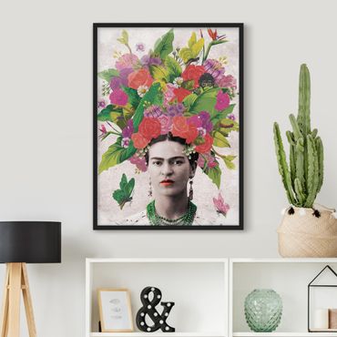 Plakat w ramie - Frida Kahlo - Portret z kwiatami