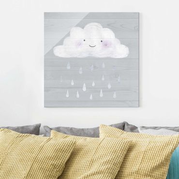 Obraz na szkle - Chmura z kroplami srebrnego deszczu