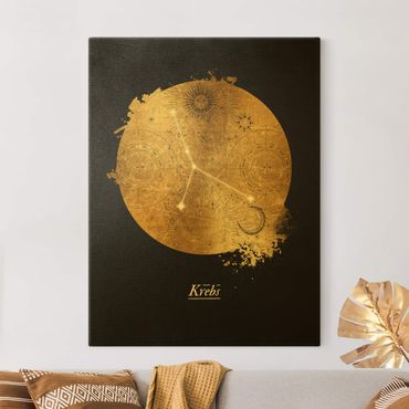Złoty obraz na płótnie - Znak zodiaku Rak Szare złoto