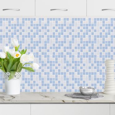 Panel ścienny do kuchni - Płytki mozaikowe jasnoniebieskie