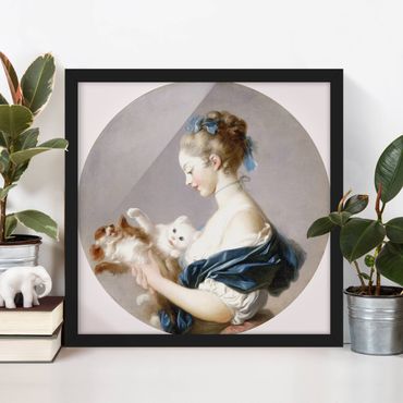 Plakat w ramie - Jean Honoré Fragonard - Dziewczyna z psem
