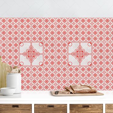 Panel ścienny do kuchni - Wzór płytki Porto red