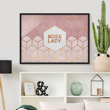 Plakat w ramie - Boss Lady Hexagons Pink
