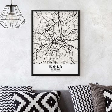 Plakat w ramie - Mapa miasta Kolonia - Klasyczna