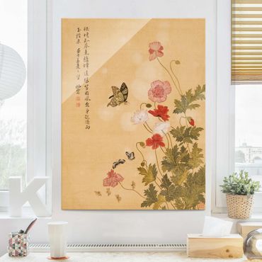 Obraz na szkle - Yuanyu Ma - Maki i motyle