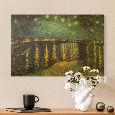 Złoty obraz na płótnie - Vincent van Gogh - Gwiaździsta noc nad Rodanem