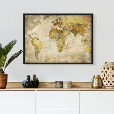 Plakat w ramie - Mapa świata