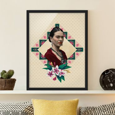 Plakat w ramie - Frida Kahlo - Kwiaty i geometria