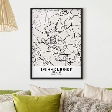 Plakat w ramie - Mapa miasta Düsseldorf - Klasyczna