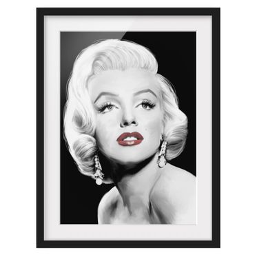 Plakat w ramie - Marilyn z biżuterią na uszach