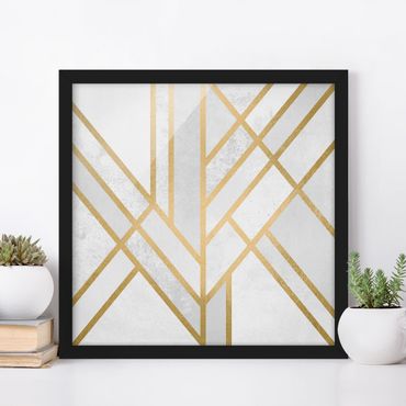 Plakat w ramie - Art Deco Geometry Białe złoto