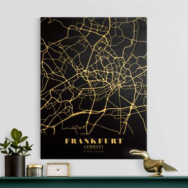 Złoty obraz na płótnie - Mapa miasta Frankfurt - Klasyczna czerń