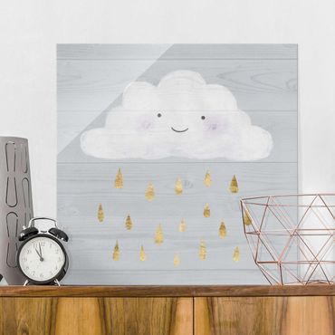 Obraz na szkle - Chmura z kroplami złotego deszczu