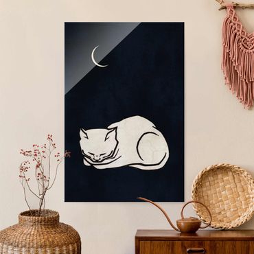 Obraz na szkle - Ilustracja przedstawiająca śpiącego kota