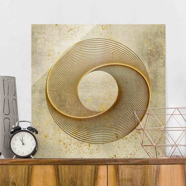 Obraz na szkle - Koło sztuki liniowej Spirala złota