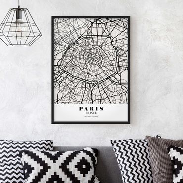 Plakat w ramie - City Map Paris - Klasyczna