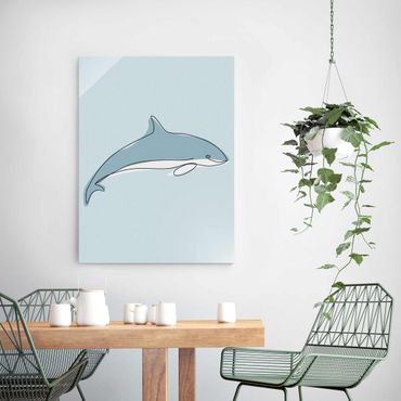 Obraz na szkle - Dolphin Line Art
