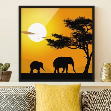Plakat w ramie - Spacer na słoniach afrykańskich