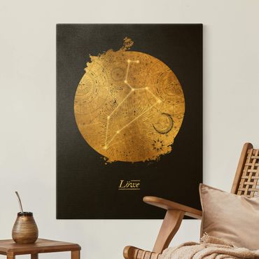 Złoty obraz na płótnie - Znak zodiaku Lew Szare złoto
