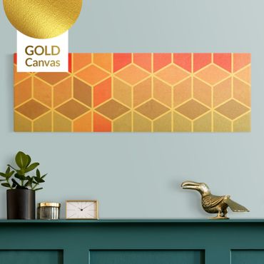 Złoty obraz na płótnie - Złotoen Geometry - kolorowa pastelowa