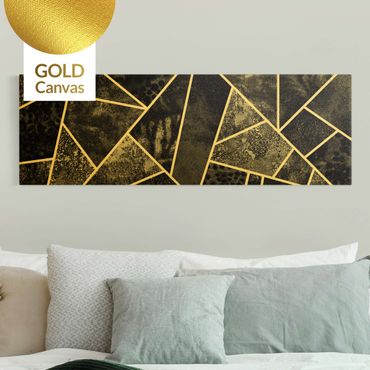 Złoty obraz na płótnie - Złotoen Geometry - Szare trójkąty