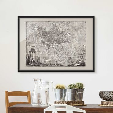 Plakat w ramie - Mapa miasta w stylu vintage Rzymu