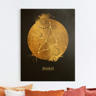 Złoty obraz na płótnie - Znak zodiaku Koziorożec Szare złoto