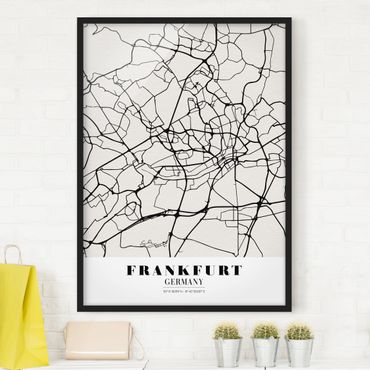 Plakat w ramie - Mapa miasta Frankfurt - Klasyczna