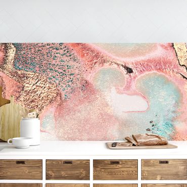 Panel ścienny do kuchni - Złotoen Watercolour Rosé