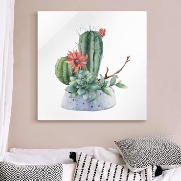 Obraz na szkle - Akwarela Ilustracja kaktusów