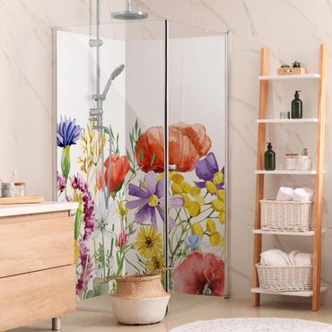 Tylna ścianka prysznicowa - Watercolour Flowers
