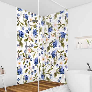 Tylna ścianka prysznicowa - Watercolour Blueberries