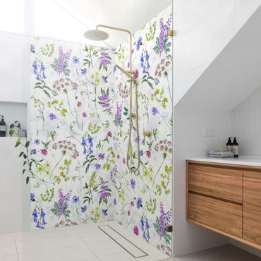 Tylna ścianka prysznicowa - Watercolour Wild Flowers