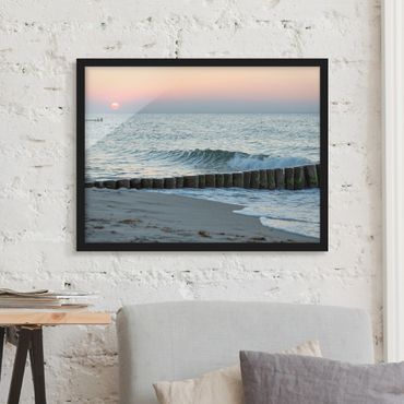 Plakat w ramie - Zachód słońca nad morzem
