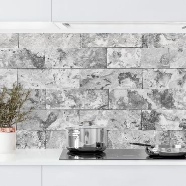 Panel ścienny do kuchni - Ściana kamienna naturalny marmur szary