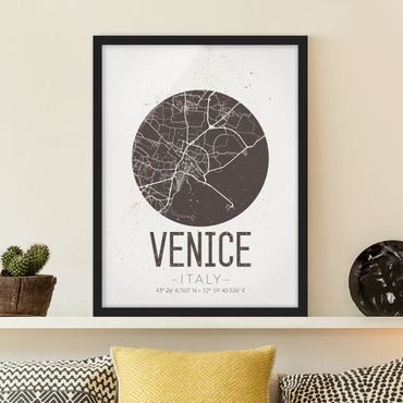 Plakat w ramie - Mapa miasta Wenecja - Retro