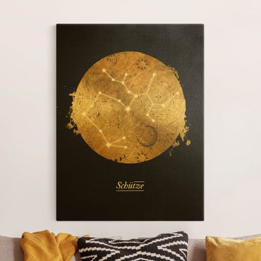 Złoty obraz na płótnie - Znak zodiaku Sagittarius Szary Złoto