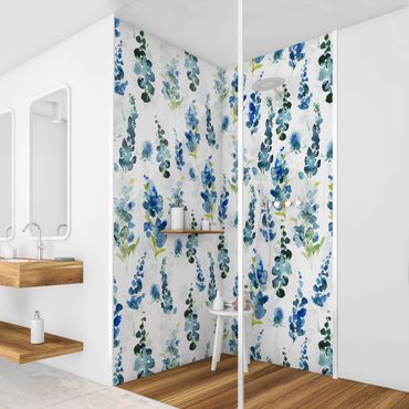 Tylna ścianka prysznicowa - Magnificent Flowers In Blue