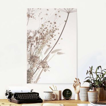 Obraz na szkle - Bukiet z traw ozdobnych i kwiatów