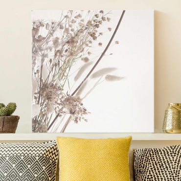 Obraz na szkle - Bukiet z traw ozdobnych i kwiatów