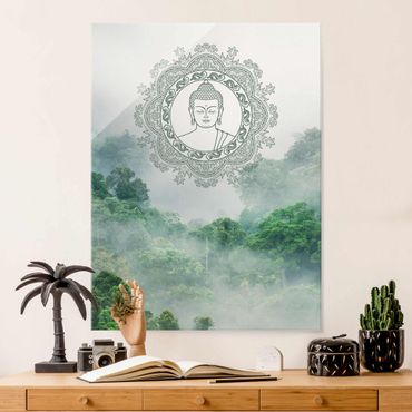 Obraz na szkle - Budda Mandala we mgle
