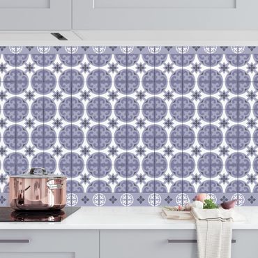 Panel ścienny do kuchni - Płytka geometryczna Mix kółek fioletowy