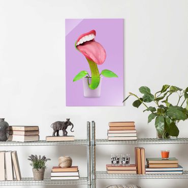 Obraz na szkle - Roślina mięsożerna z ustami